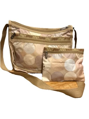 Le SportSac Deluxe Everyday Bag With Additional Pouch Polkadot Travel Tan - Image 1 of 4