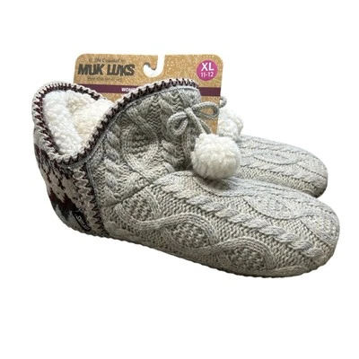 Muk Luks Cable Knit Amira Slippers NWT Women's Sz XL (Sz 11-12) Oatmeal Heather - Image 1 of 4