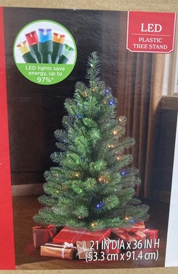3ft Pre-Lit Winston Pine Artificial Christmas Tree w/70 LED MultiColor Lights - Image 1 of 3