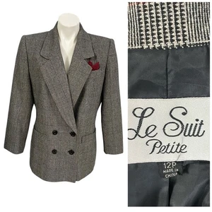 LeSuit Blazer Womens Sz 12P Gray Jacket Office Corpcore Career Boardroom Work - Picture 1 of 17