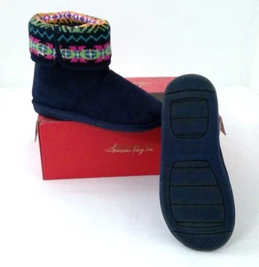 AMERICAN RAG BUNNY Slippers Booties Blue Cushioned Lined Fold Down Womens Size 5 - Picture 1 of 7