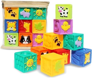 Baby Blocks, 9PCS Soft Squeeze Building Blocks Stacking Toys for 6+ Months Babie - Picture 1 of 12