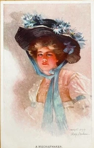 1910s PHILIP BOILEAU ‘A Mischiefmaker’ Artist Postcard; Victorian Woman; Mint - Bild 1 von 2
