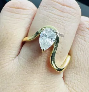 Anello di fidanzamento moderno onda di mare taglio pera moissanite anello di nozze regalo unico lei - Foto 1 di 12