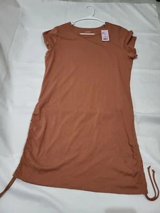 Wild Fable braunes Kurzarm Kleid mit seitlichem Kordelzug für Damen Gr. XXL NEU - Bild 1 von 12