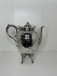Beschädigte antike Meriden B. FIRMA 1893 1/2 VERSILBERTE TEEKANNE 8 ZOLL - Bild 1 von 16