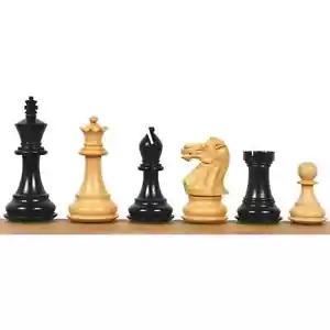 3.6" Professional Staunton Chess Pieces Only set- Weighted Ebonized Boxwood - Picture 1 of 5
