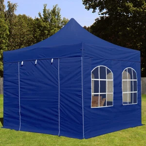 Pavillon 3x3 Faltpavillon Partyzelt  mit 4 Seitenteilen Klapp Zelt blau - Bild 1 von 1