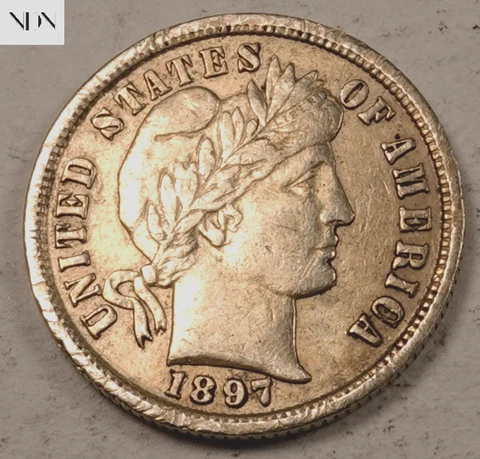 1897 Barber Dime - Almost Uncirculated (AU) - 90% Silver #D441 Cover