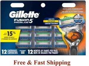12 GILLETTE FUSION 5 Proglide Power Flexball Blade Cartridge Fit Flex Ball Razor - Picture 1 of 3