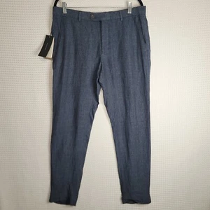 Neu Massimo Dutti Anzughose 32 x 30 italienischer Baumwoll-Leinenstoff blau kariert - Bild 1 von 24