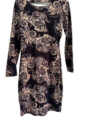 Vestido Charlotte Ruse azul marino y marrón cachemir mediano suave ceñido al cuerpo Foto 1 de 4