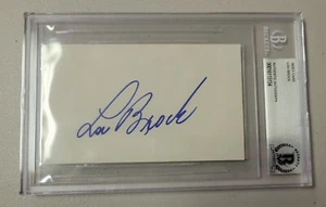 Lou Brock Signed 3x5 Index Card Beckett Encapsulated Cubs StL Cardinals MLB HOF - Picture 1 of 3
