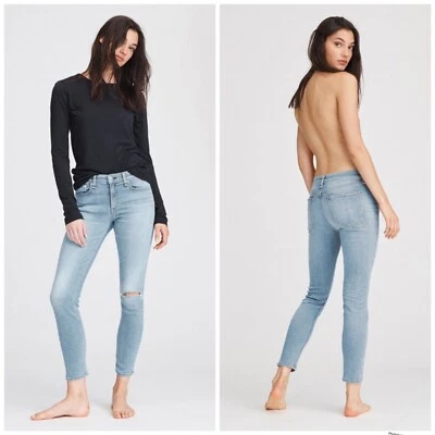 NWT Rag & Bone $225 Nina High Rise Ankle Skinny Jeans In Wells With Holes SZ:26 - Image 1 of 4