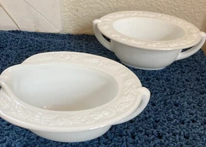 Vitrock White Anchor Hocking Milk Glass Sugar&Creamer Bowl Flower Motif kk343 - Picture 1 of 5