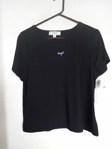 *NO COMENT KNIT TOP SHIRT BLOUSE SIZE 1X PLUS BLACK STRETCH NWT - Picture 1 of 3