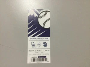 ROCKIES 2019 TICKET STUB 5/11/19 VS PADRES~Austin Allen MLB DEBUT - Picture 1 of 1