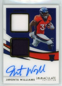 Javonte Williams 2021 Panini Immaculate Rookie RC #/99 parche doble automático #ISP-JWI - Imagen 1 de 2