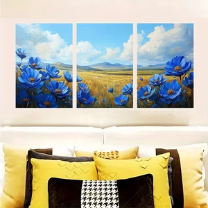 Vibrant Blue Sky & Green Fields Metal Print Ready to Hang Art - Picture 1 of 7