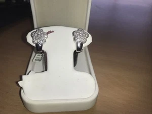 18Kwhite Gold Earrings,.60 Pt. Diamonds,brand New - Picture 1 of 5
