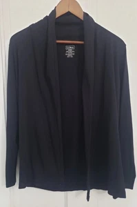 L.L. Bean Damen schwarz 100 % Supima Baumwolle vorne offen klassischer Cardigan Pullover - Bild 1 von 3