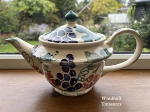 EMMA BRIDGEWATER SPONGEWARE GRAPEVINE LARGE TEAPOT 2 3/4 PINTS 1986-89 - RARE - Picture 1 of 12