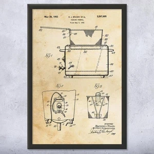 Póster de arte de pared de patente para freidora, lienzo o enmarcado regalos culinarios decoración de cocina - Imagen 1 de 15