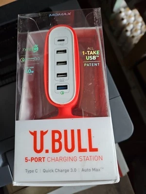 Estación de carga rápida Bull 5 puertos USB y USB (C) de Momax nueva en caja Foto 1 de 4