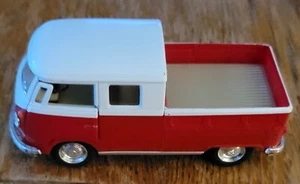 Kinsmart 1963 Volkswagen Bus Double Cab Pickup 1/34 Red and White - Picture 1 of 7
