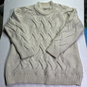 Cocogio XL Sweater Made in Italy Cream Wool Blend Big Chunky Knit - Imagen 1 de 6
