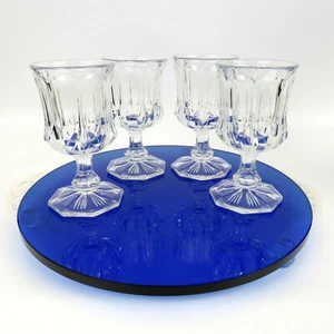 Set of 4 Antique Glass Clear Stemware GOBLETS Scallop Panel Octagonal - Picture 1 of 11