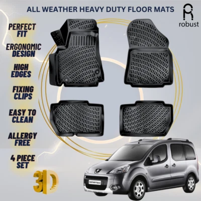 Alfombrillas forros para Peugeot Partner 2008-2011 alfombras coche todo tipo de clima resistente Foto 1 de 4