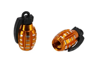 Set: 2x Ventilkappe "Handgranate", Gold eloxiert - Bild 1 von 1