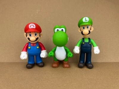 3Pcs Super Mario Bros Mario Luigi Yoshi Action Figures Toys Kids Gift 5" - Image 1 of 2