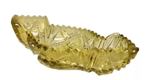 De Colección Imperial Hobstar Vidrio Amarillo MCM Caramelo Plato Cuenco Ornamentado Depresión Decoración - Imagen 1 de 12
