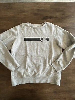 Толстовка молодежная Champion для мальчиков очень большая с серым надписью круглый вырез XL - Изображение 1 из 4