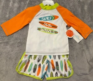Long Sleeve Swim Rash Guard & Trunks Swimsuit Set 50 + Sun Protection NWT Size4T - Picture 1 of 12