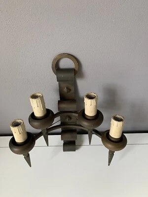 Lampada Applique In Ferro Battuto Vintage - Immagine 1 di 4