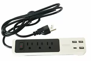Power Strip With 3 USB port, Surge Protector Charging Station USB-C, 6Ft cord - Picture 1 of 3