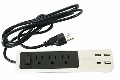 Power Strip With 3 USB port, Surge Protector Charging Station USB-C, 6Ft cord - Image 1 of 3