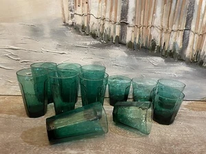 Anchor Hocking Teal Green Lowball Rocks Old Fashioned Glasses/Water Glasses (12) - Picture 1 of 6