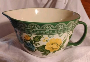 Pioneer Woman 2.8qt Stoneware Rose Shadow Batter Bowl Yellow Blue Green - Picture 1 of 10