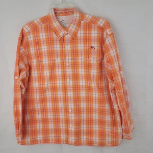 WORLD WIDE SPORTSMAN Mens Shirt Sz XL Fishing ORANGE Plaid Vented Outdoor Hiking - Picture 1 of 13