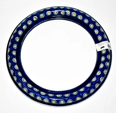 Rare Ceramika Artystyczna Polish Pottery Boleslawiec Peacock Round Mirror Frame - Image 1 of 3