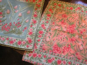 Set of 3 April Cornell 2000 Green~Pink~Red FLORAL Coordinating PLACEMATS~NAPKINS - Picture 1 of 5