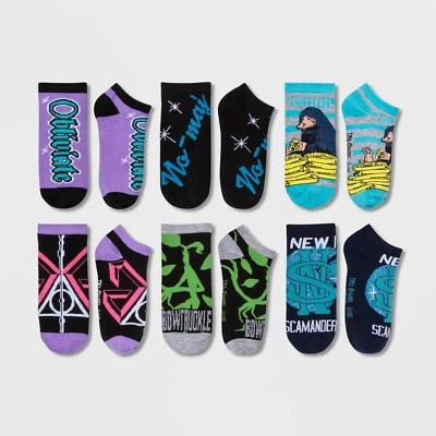 6 Pairs Fantastic Beasts Women's Ankle Socks Newt Harry Potter Niffler Creatures - Image 1 of 4