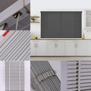 FAUX WOOD BLINDS WOODEN BLIND TAPE & STRING 50MM SLAT VENETIAN BLINDS TRIMMABLE - Picture 1 of 29