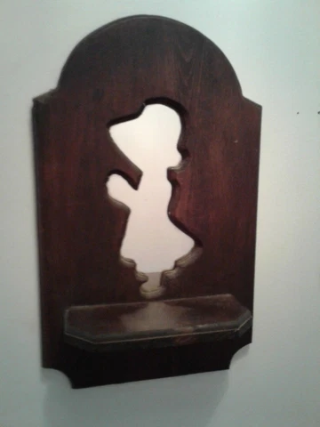 VINTAGE RECLAIMED WOOD GIRL WALL HANGING MIRROR SHELF 18' X 11 X 5 Cover