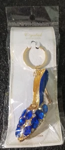 New crystal collection gold tone blue clear rhinestone high heel keychain fancy - Picture 1 of 4