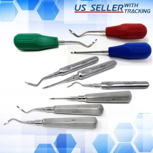 9-teiliges Set DENTAL HEIDBRINK WURZELSPITZE PICK AUFZÜGE H1+H2+H3 VERSCHIEDENE GRIFFE - Bild 1 von 8
